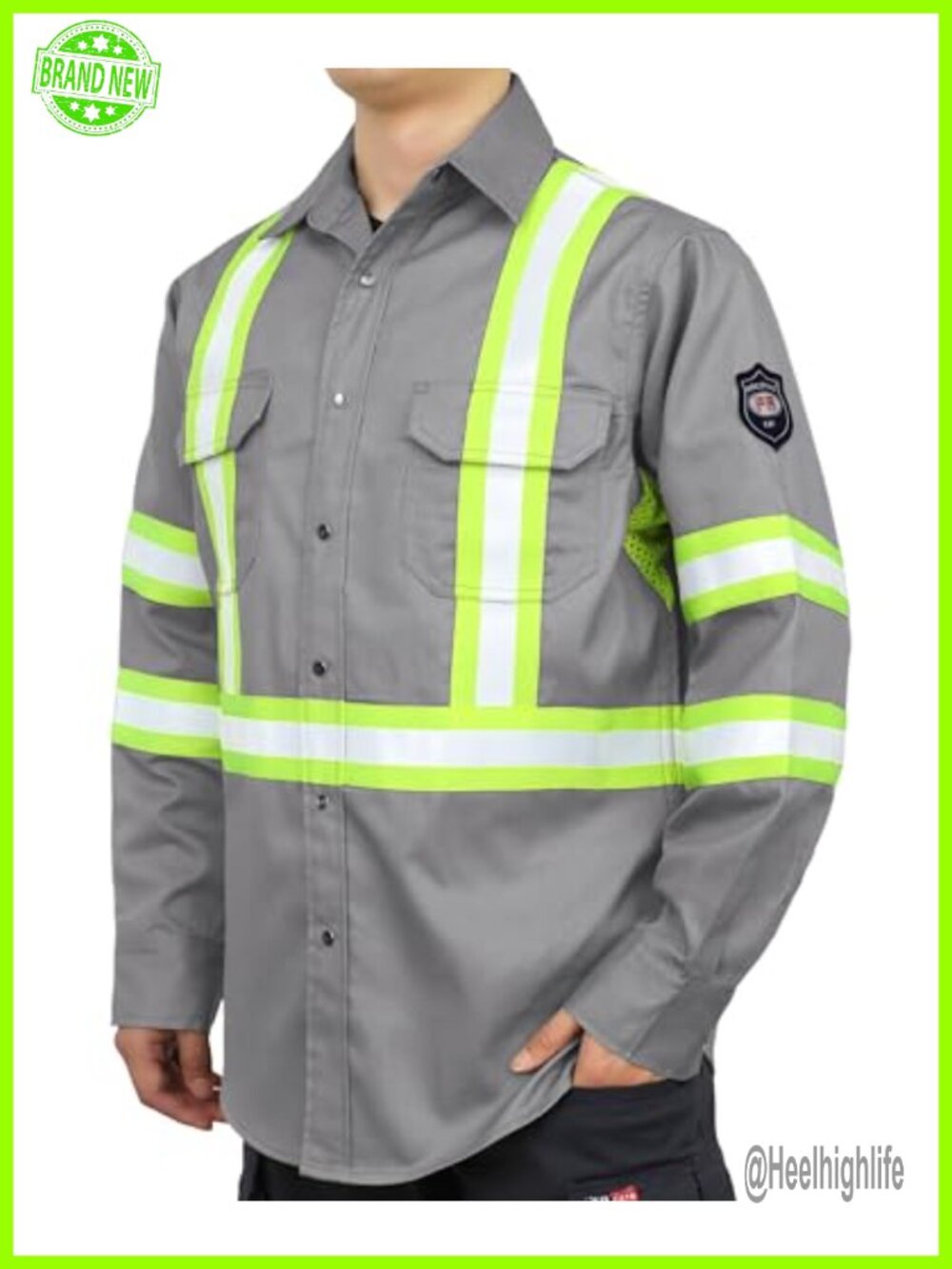 FR High Vis Reflective Work Shirt Vented Pearl Snap Summer Safety